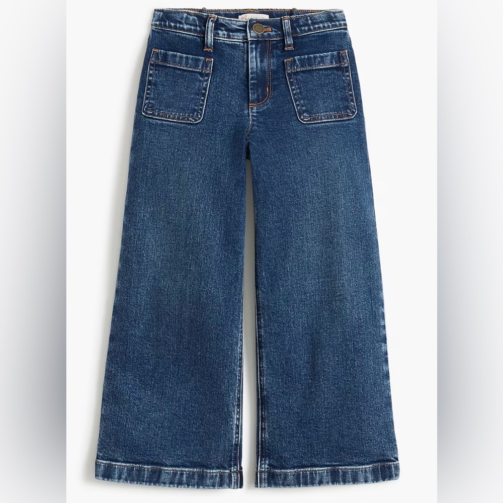 Girls' wide-leg patch-pocket jean